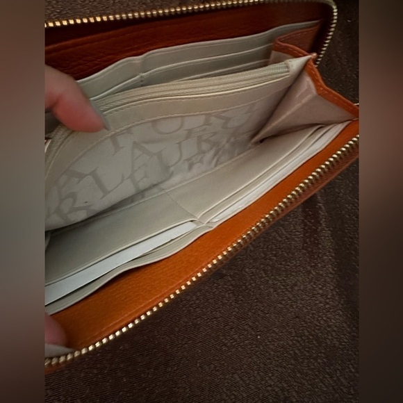 Furla Credit Card Zip Wallet Gently Preloved Tangerine Genuine Leather - Picture 6 of 13